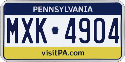 PA license plate MXK4904
