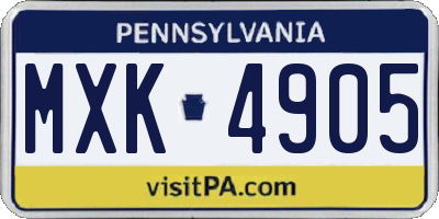 PA license plate MXK4905