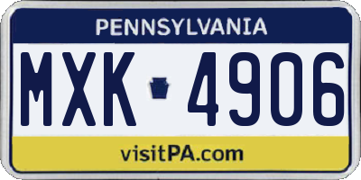 PA license plate MXK4906