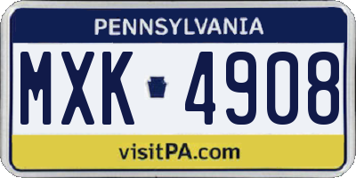 PA license plate MXK4908