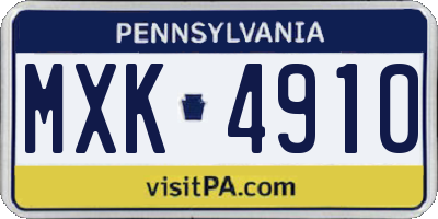 PA license plate MXK4910