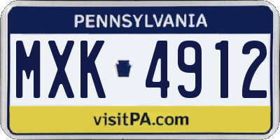 PA license plate MXK4912