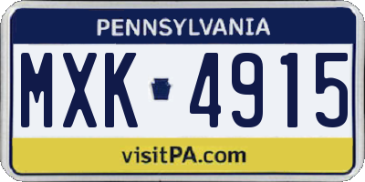 PA license plate MXK4915