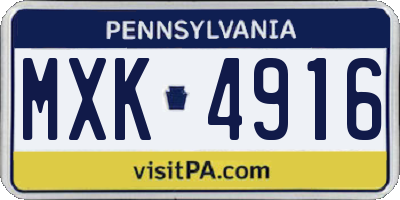 PA license plate MXK4916