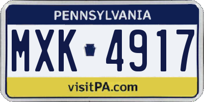 PA license plate MXK4917