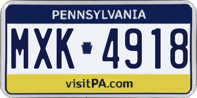 PA license plate MXK4918