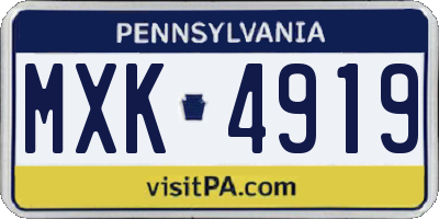 PA license plate MXK4919