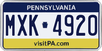 PA license plate MXK4920