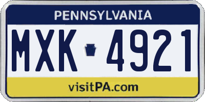 PA license plate MXK4921