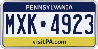 PA license plate MXK4923