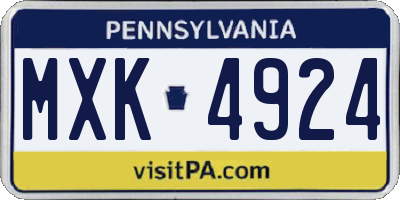 PA license plate MXK4924