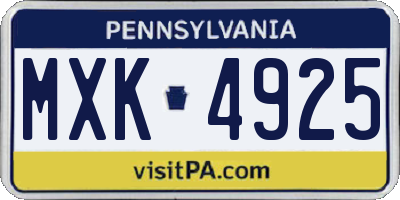 PA license plate MXK4925