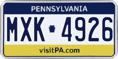 PA license plate MXK4926