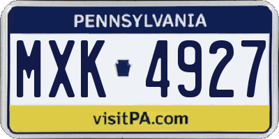 PA license plate MXK4927