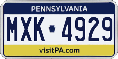 PA license plate MXK4929