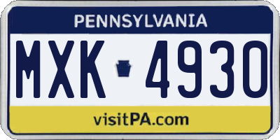 PA license plate MXK4930