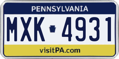 PA license plate MXK4931