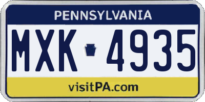 PA license plate MXK4935