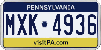 PA license plate MXK4936