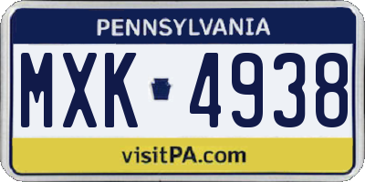 PA license plate MXK4938