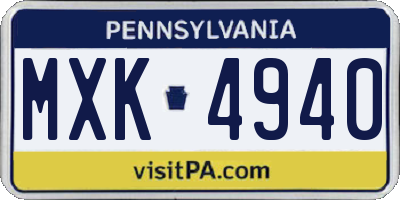 PA license plate MXK4940