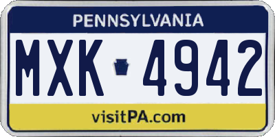 PA license plate MXK4942