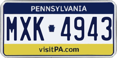 PA license plate MXK4943