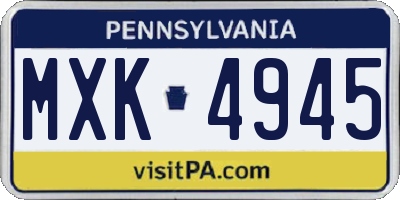 PA license plate MXK4945
