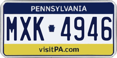 PA license plate MXK4946