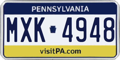 PA license plate MXK4948