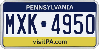 PA license plate MXK4950