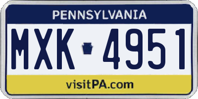 PA license plate MXK4951