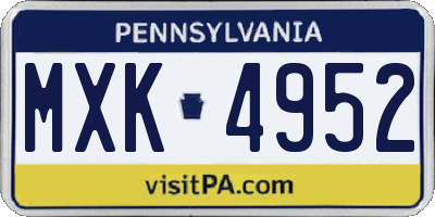 PA license plate MXK4952
