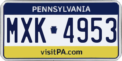 PA license plate MXK4953