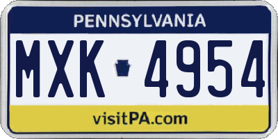 PA license plate MXK4954