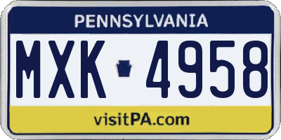 PA license plate MXK4958