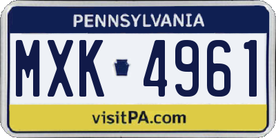 PA license plate MXK4961