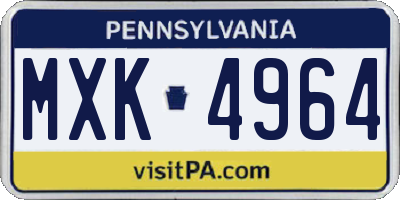 PA license plate MXK4964