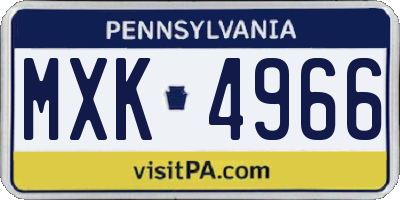 PA license plate MXK4966