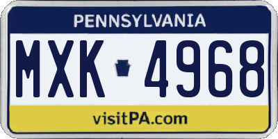 PA license plate MXK4968