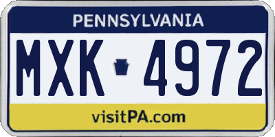 PA license plate MXK4972