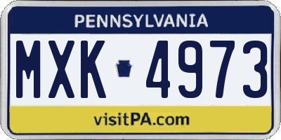 PA license plate MXK4973