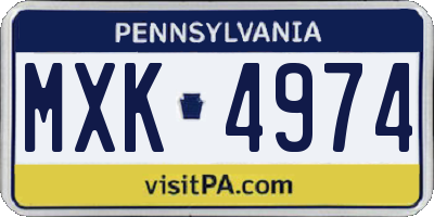 PA license plate MXK4974