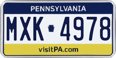 PA license plate MXK4978