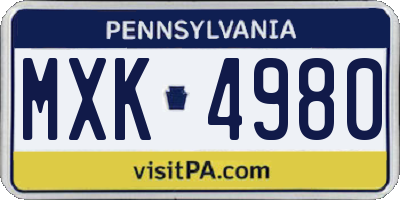 PA license plate MXK4980