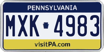 PA license plate MXK4983