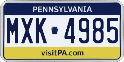 PA license plate MXK4985