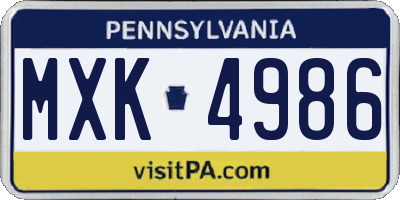 PA license plate MXK4986