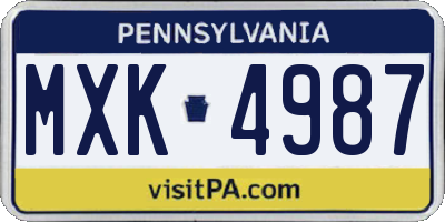 PA license plate MXK4987