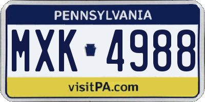 PA license plate MXK4988